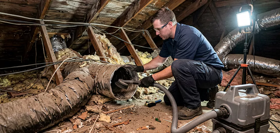 Storm-Damaged Attic Duct Cleaning in Midland